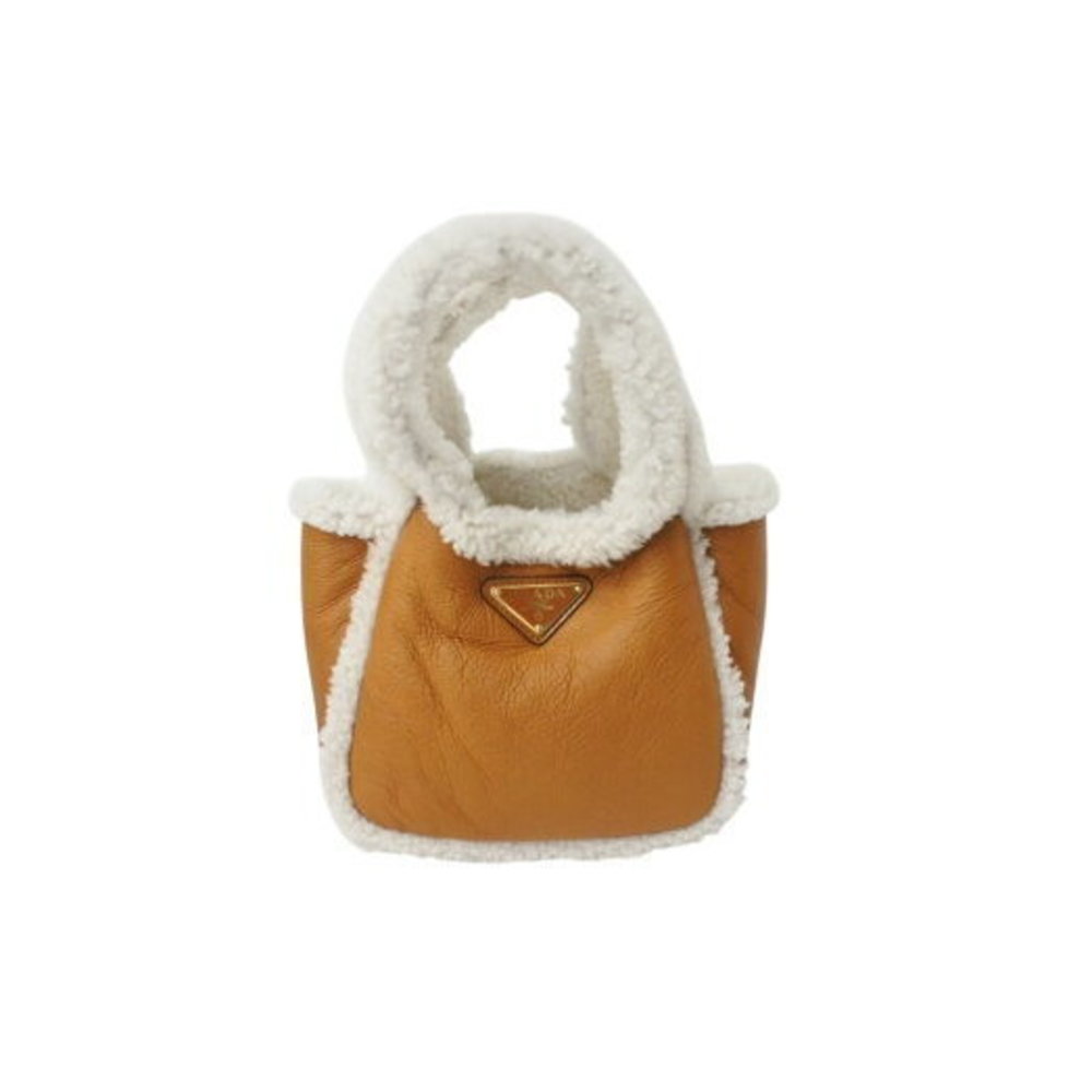 Prada handbag shearling cognac mouton